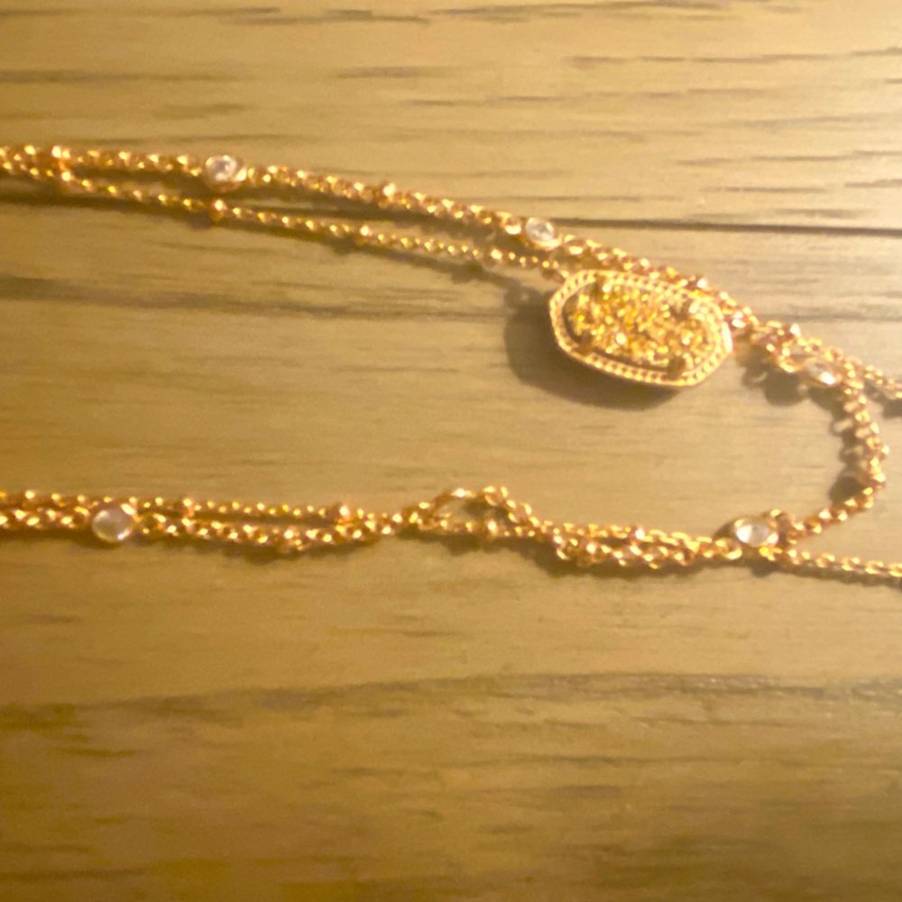 Kendra Scott Double Strand Rose Gold Druzy Necklace